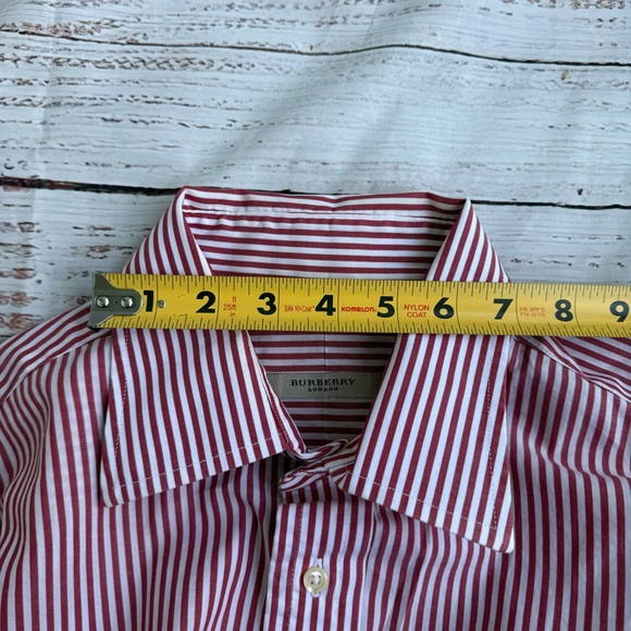 Burberry‎ Red & White Striped Dress Shirt – Men’s 16R – Made in USA - Picture 2 of 5